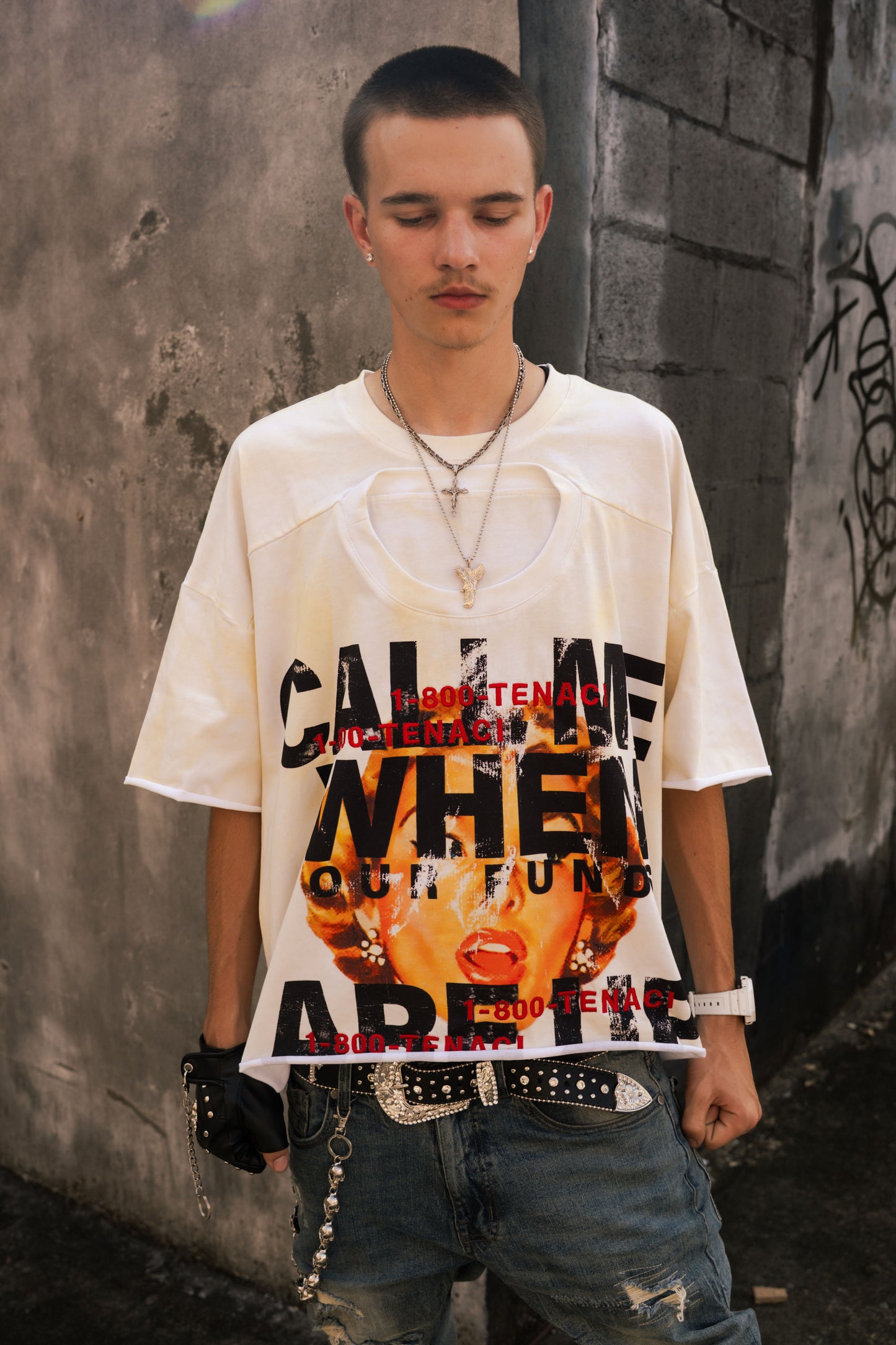 Grunge Double-Neck Crop Tee